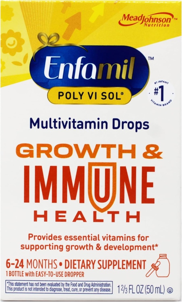 Enfamil Prenatals & Baby Vitamins Poly- Vi- Sol z dodatkiem żelaza Multivitamin Dropy dla niemowląt i dzieci, Owoce, 50 ml