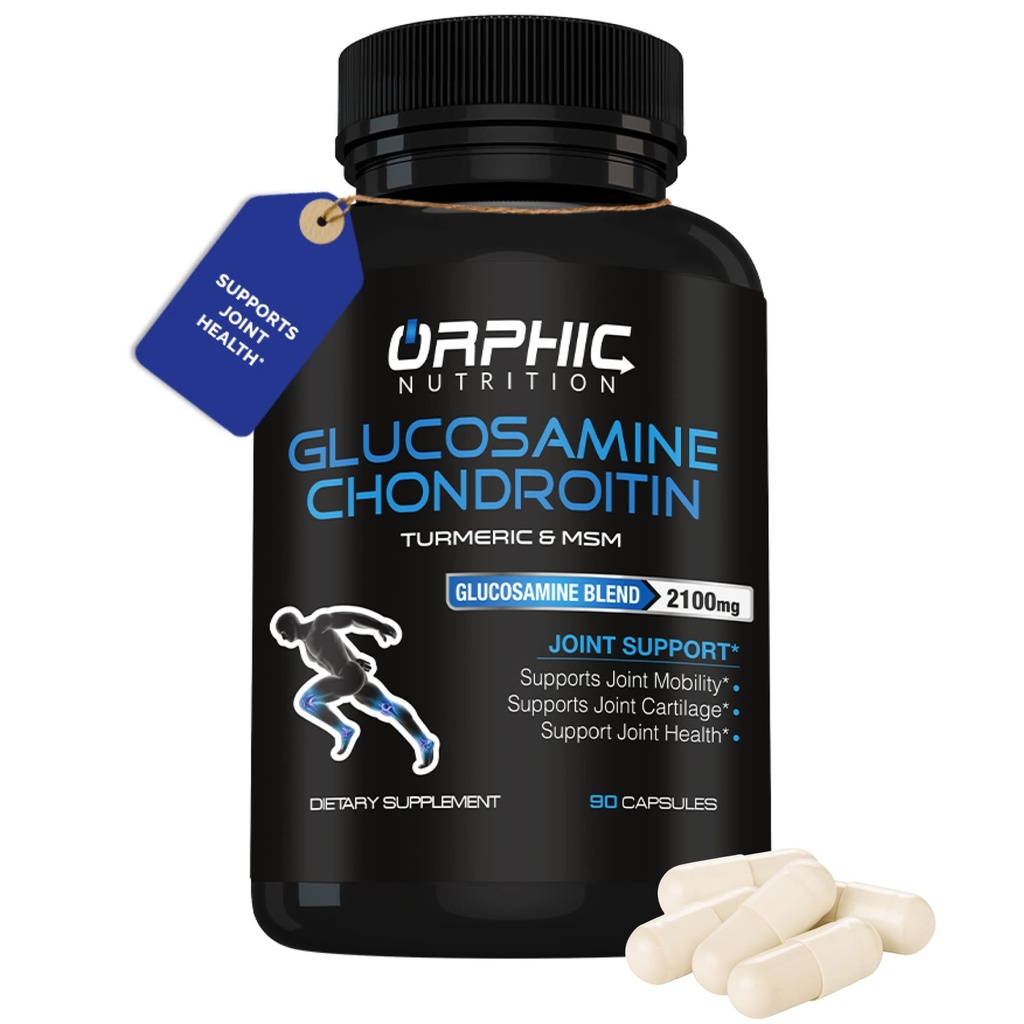 Nutrition ORPHIC Glukozamina Chondroiting MSM 2100MG (90 Caps) - Suplement do wspólnego wsparcia dla mężczyzn i kobiet * - Wspiera wspólną chrząstkę i mobilność