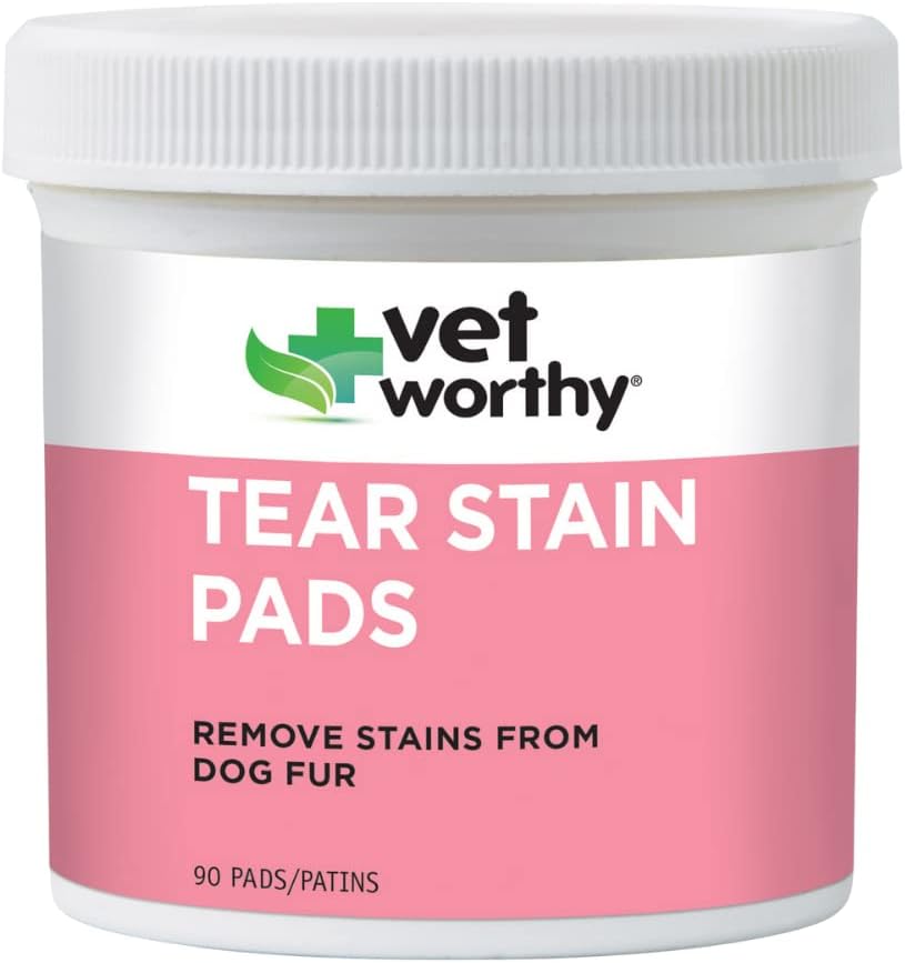 Vet Worthy Tear Plain Pads for Dogs - Solution Sooked Pads - Usuń płyny z psów Fur - Delikatny i bezpieczny - 90 Pads.