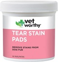 Vet Worthy Tear Plain Pads for Dogs - Solution Sooked Pads - Usuń płyny z psów Fur - Delikatny i bezpieczny - 90 Pads.