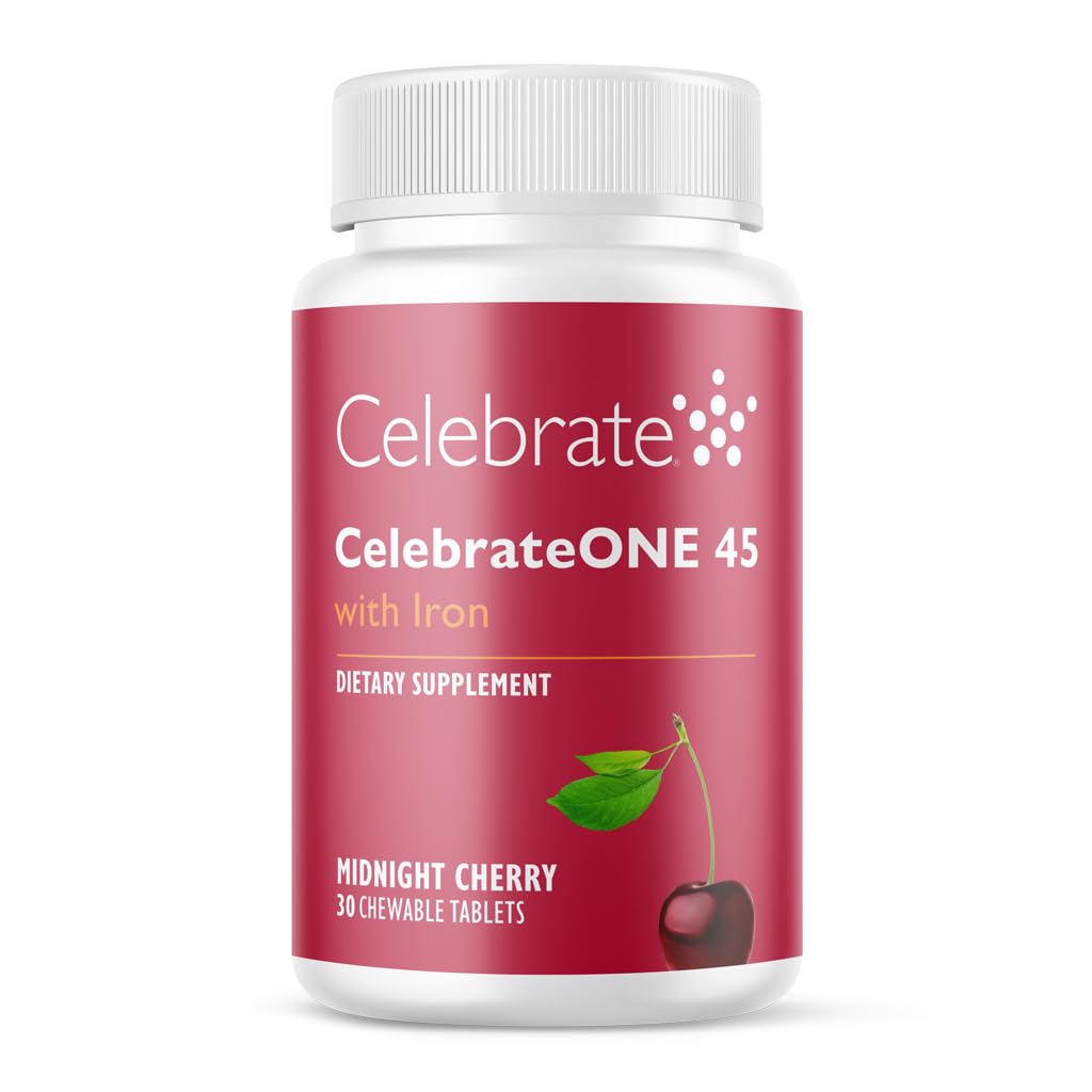 Celebrate Vitamins CelebrateONE 45 Chewables, 45 mg Żelazo - Raz dziennie Dariatryczna Multiwitamina, Witaminy i Minerały - Gastric Bypass & Sleeve Gastrektomia Suplement - Cherry (30 tabletek)