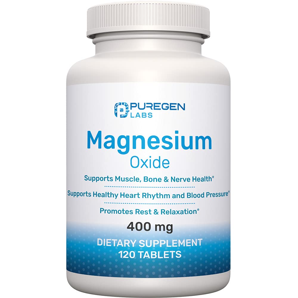 Magnezu 400mg [Wysoka potencja] Suplement - Magnezu tlenek do wsparcia immunologicznego, Odzysk mięśni, Kurcze nóg i relaks 120 Tabletki