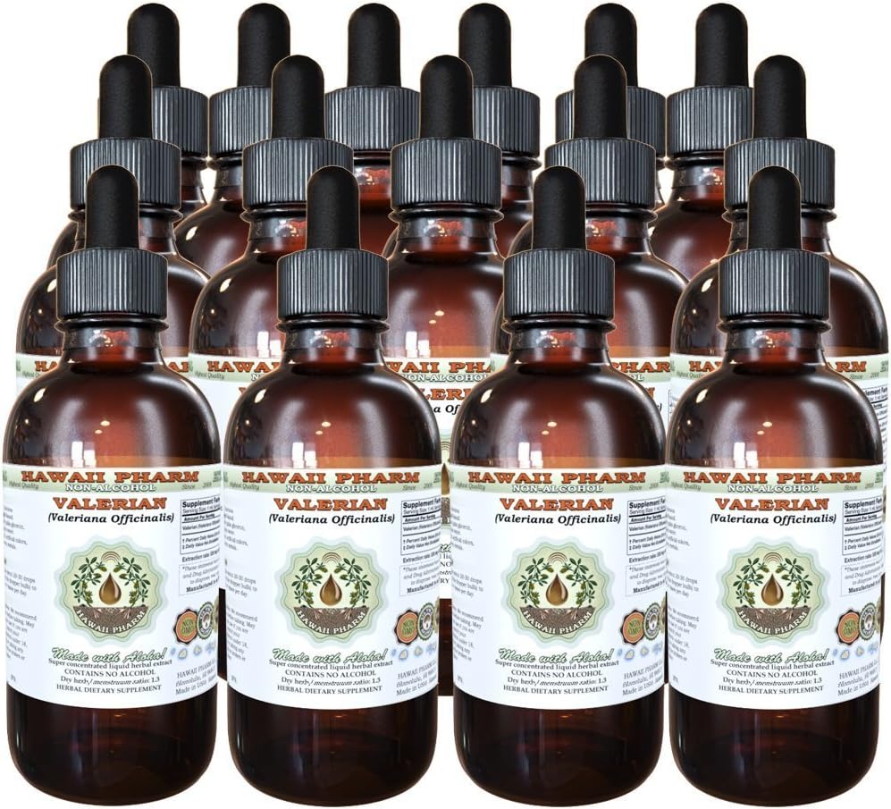 Valerian Alcohol Free Liquid Extract, Organic Valerian (Valeriana Officinalis) Dried Root Glycerite Natural Herbal Supplement, Hawaii Pharm, USA 15x4 fl.oz