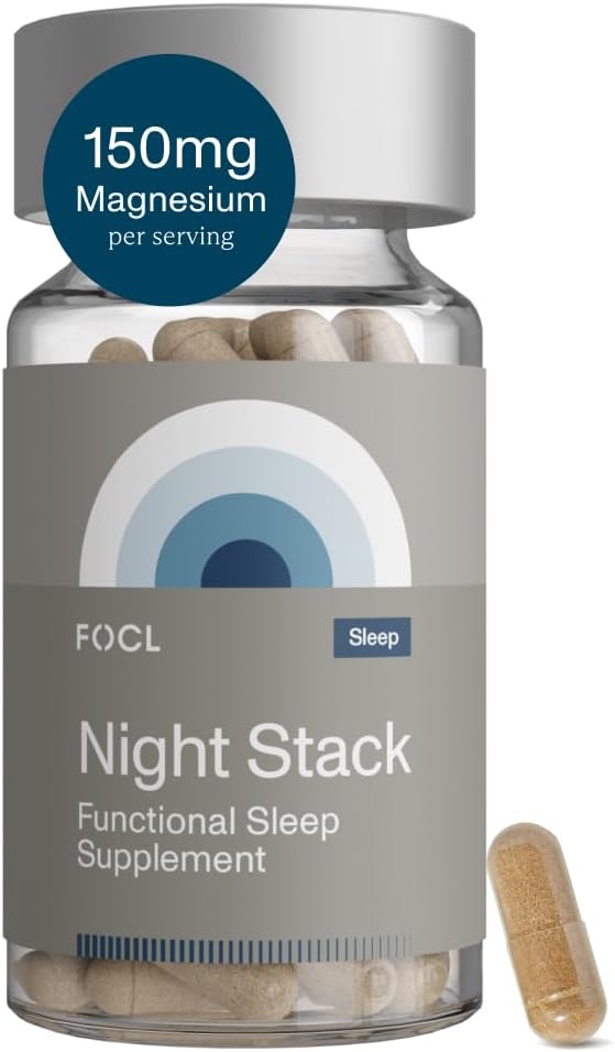 FOCL Restful Night Magnezu Sleep Supplement - Natural Sleep Aid, Melatonin Free, No Grogginiess, Spokój - Magnez Supplement for Restorative Sleep with Ashwagandha - Wegan, Nie GMO, Okrucieństwo Free