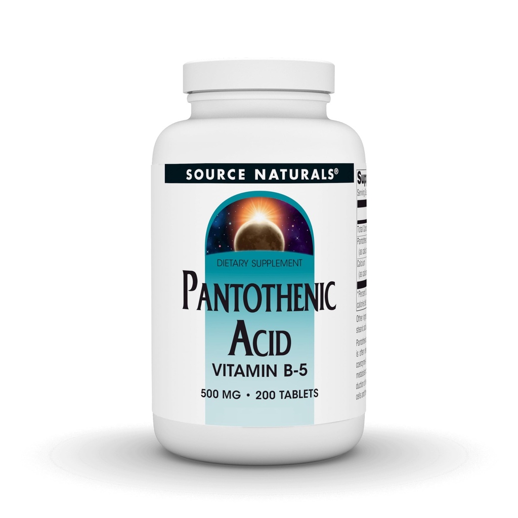 Źródło Naturals Kwas pantotenowy 500 mg Witamina B- 5 Suplement diety - 200 tabletek