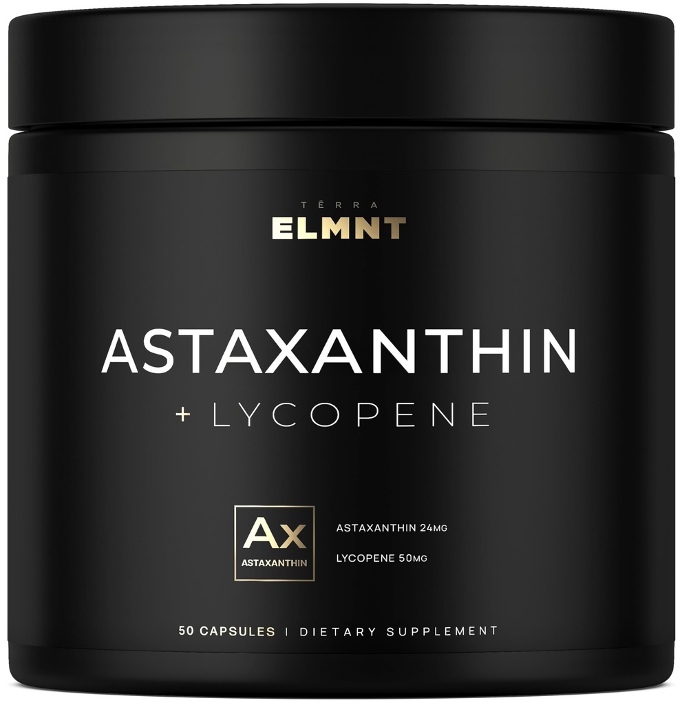 Astaksantyna 24mg + Lycopene 50mg Moc kliniczna Karotenoidy Suplement skóry w. 100% Naturalny z MicroAlgae - Najlepsze Astaksantyna Suplementy dla Zdrowia i Pigmentacji skóry - Astaxantina