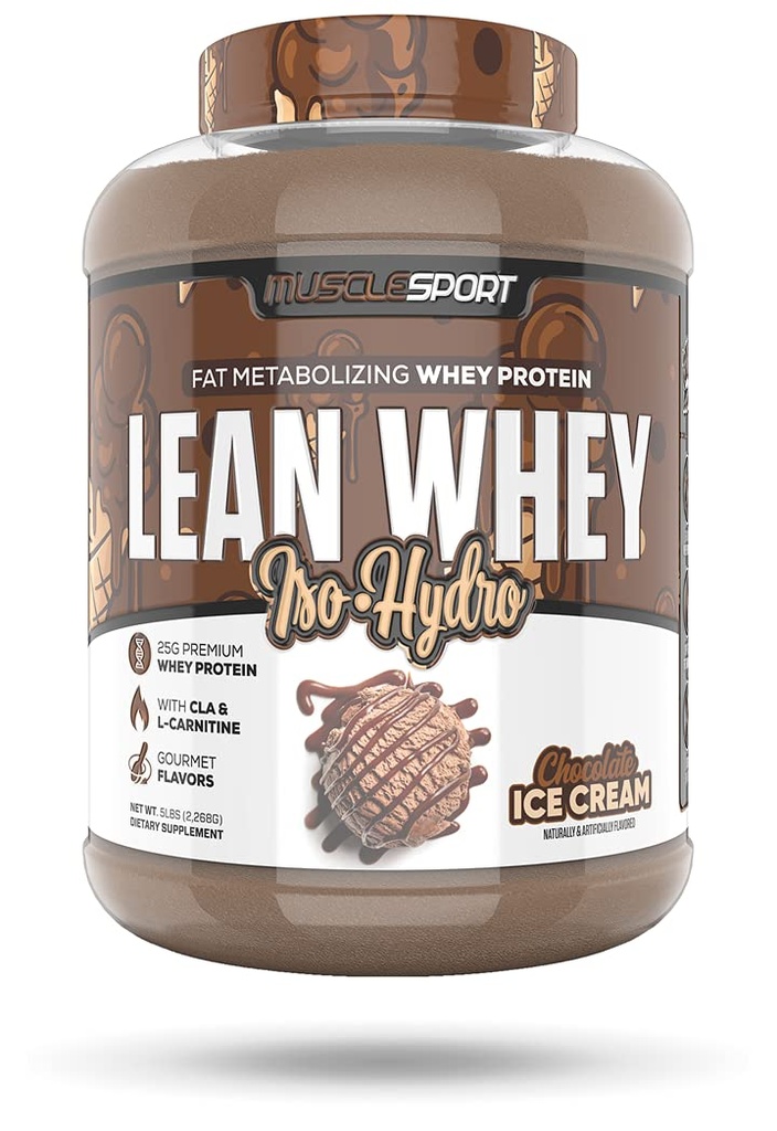Musclesport Lean Whey Revolution ™ Protein Powder - Izolat białka serwatki - Low Calorie, Low Carb, Low Fat, Incredible Flavors - 25g Protein per Scoop - 5lb czekoladowe lody