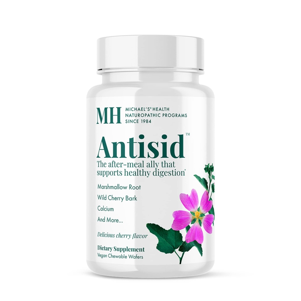 MICHAEL 's Health Naturopathic Programs Antisid - 60 Wegan Chewable Wafers - Wild Cherry Flavor - Wspiera zdrową trawienie - Kosher - 20 Służenia