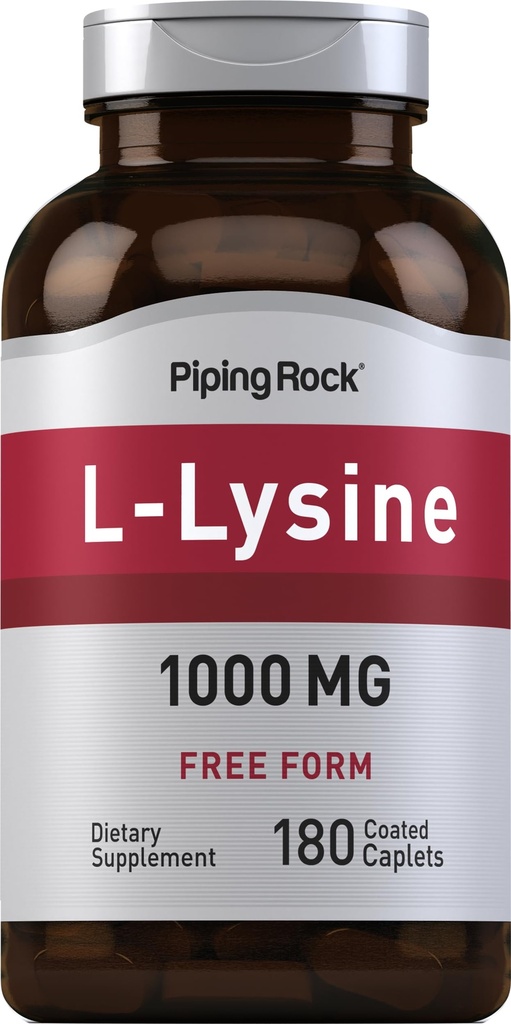 Pipping Rock L- Lysine 1000mg XI124; 180 Cappets XI124; Forma wolna XI124; Wegetarianin, Non-GMO, Gluten Free