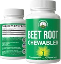 Beet Chews - Great Tasting Beets Chewables With No Added Sugar - Better than Gummies. Zawiera organiczny ekstrakt buraczany. Wegańskie, Zero Gluten Buraki ogółem Suplement do Serca, Krążenie, BP