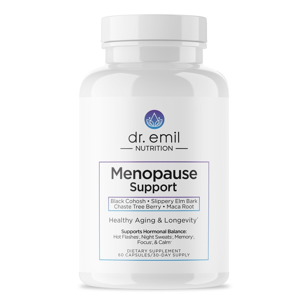 DR. EMIL NUTRITION Menopauza Suplementy dla kobiet - Wieloobjawowa menopauza ulga dla gorących błysków, nocnych potów i huśtawek nastrojów - Menopauza Support Pills with Black Cohosh - 30 Day Supply