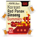 Koreański czerwony Panax Ginseng Supples Gummies - Żelazo Suplementy dla Kobiet i Mężczyzn - Żelazne Gummeje z Witaminą C, B6, B12, Potasu i Magnezu, Wegan - 90