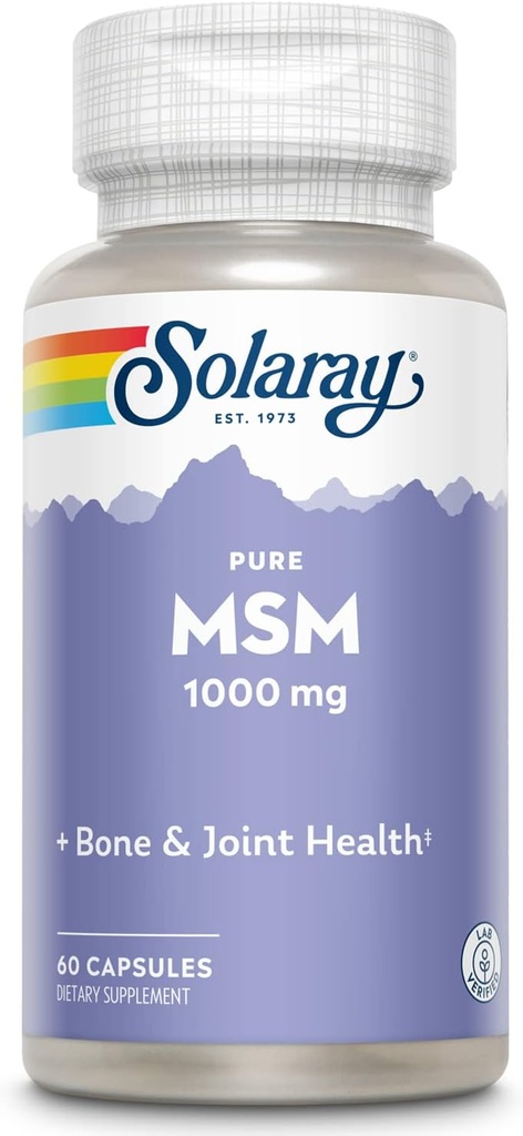 SOLARAY Pure MSM kapsułki, 1000 mg, 60