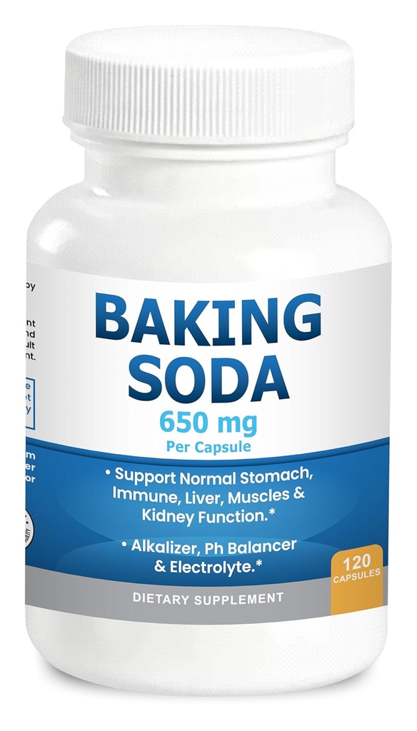 Pieczenie Soda kapsułki 650mg Czyste Pieczenie Soda Aluminium wolne ekologiczne. Naturalne Pieczenie Soda 120 Czapki