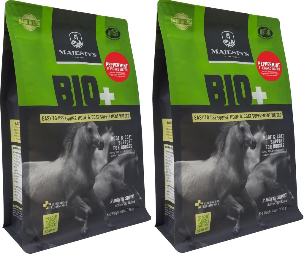 Majestat 's Peppermint Flavored Biotin Wafers - Superior Horse / Equine Hoof and Coat Supplement - Miedź, Cynk, Lizyna, Metionina
