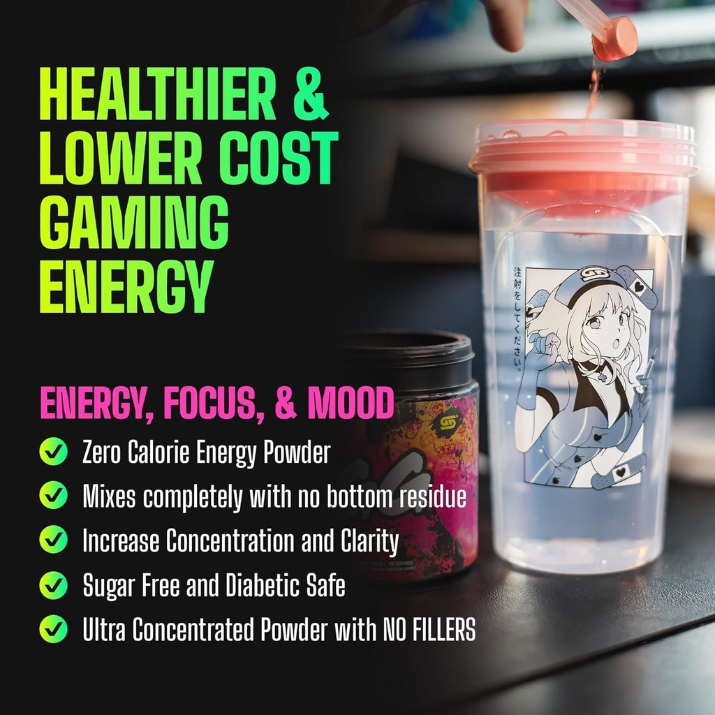 Gamer Supps, GG Energia czerwona Malina (100 Służenia) - Keto Przyjazny Gaming Energy i mieszanka nootropowa, Cukier wolny + Kofeina organiczna + Witaminy, Napoje proszkowe