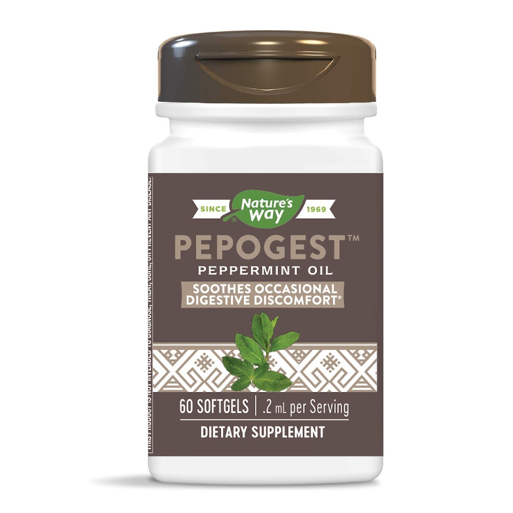 Nature 's Way Pepogest Enteric- Coated Peppermint Oil, Comfort żołądkowo-jelitowy, 60 Count (Pack of 2)