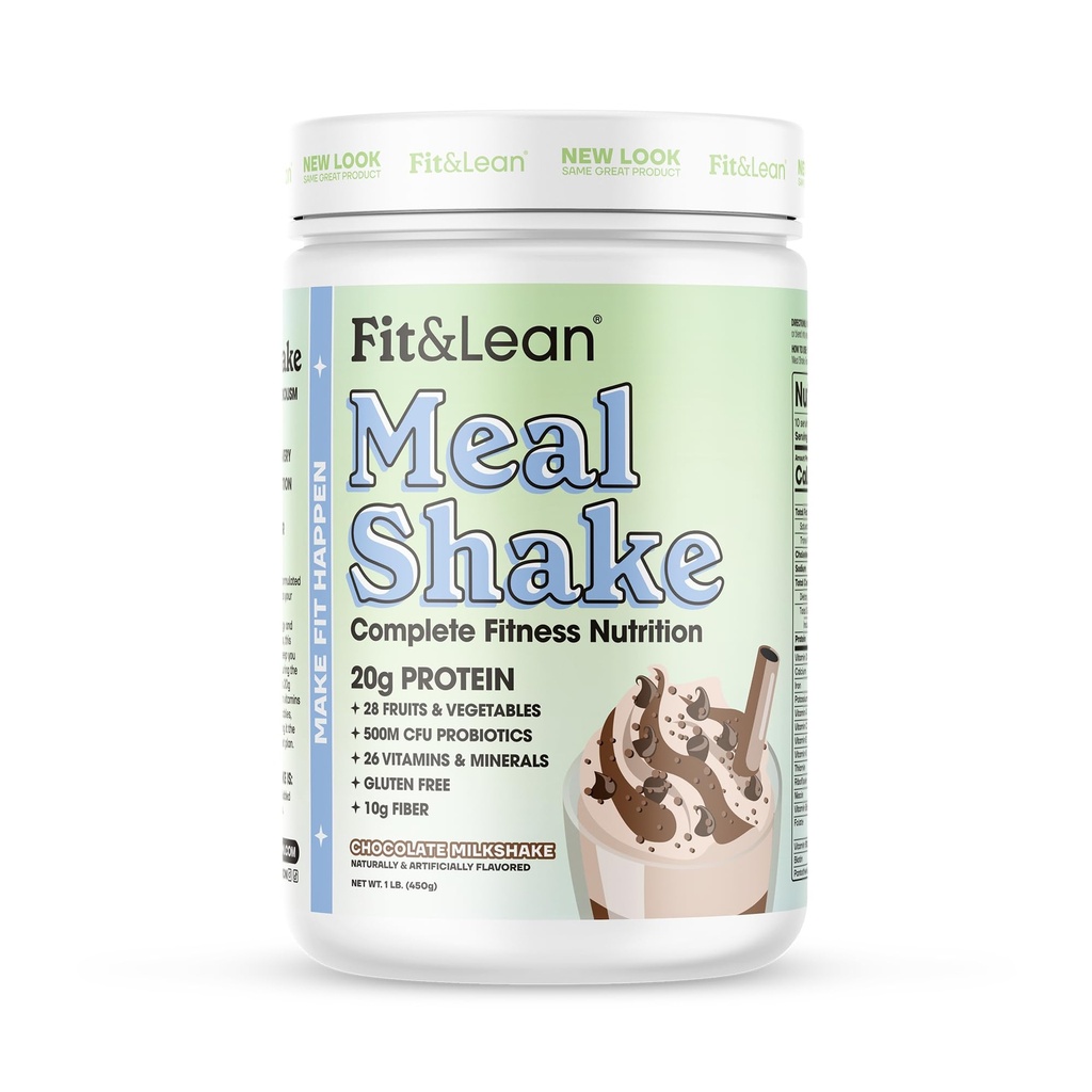 Fit & Lean Meal Shake, Tłuszcz Burning Meal Wymiana, Białko, włókno, Probiotyki, Czekolada, 1lb, 10 Służenia na pojemnik
