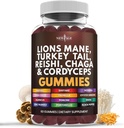 NEW AGE Mushroom Lion's Mane Supplement Gummies - Mushroom Supplement with Reishi, Cordyceps - 60 Count