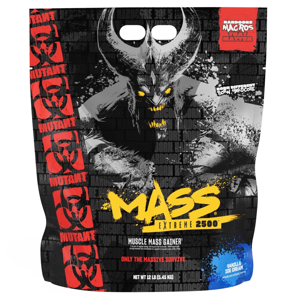 Mutant Mass Extreme Gainer - Proszek z białka serwatki - Build Muscle Size and Strength - High Density Clean Calories (Wanilia Lody, 12 funtów)
