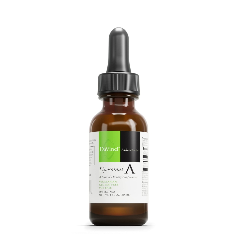 DAVINCI Labs Liposomal A - Witamina płynna A Suplement do wsparcia kości, skóry, dziąseł, wzroku i zdrowia immunologicznego * - Bezglutenowy - 30 ml
