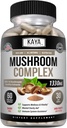 Kaya Naturals Premium Mushroom Complex Potent - Mushroom Complex Capsuls 1330mg Per Serving - Aid Mental Clarity wspiera system immunologiczny, Wellness & Vitality - 60 Count