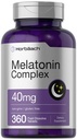 Horbäach Melatonin 40mg Complex Agregat 124; 360 Szybkie Rozpuszczanie Tabletki Agregat 124; Dorosły dodatkowy suplement siłowy Agregat 124; z rumiankiem i Ashwagandha Agregat 124; Wegetarianin, Non-GMO, Gluten Free