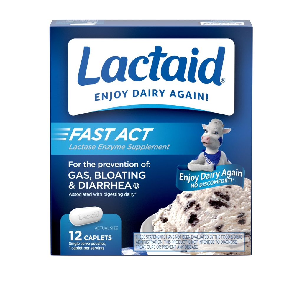 Lactaid Fast Act Laktoza Nietolerancja Kapsułki Relief z Lactase Enzyme do zapobiegania gazowi, wzdęcia i Biegunka Ze względu na wrażliwość na laktozę, Idealny dla podróży i On- The- Go, 12 Opakowania po 1-liczyć