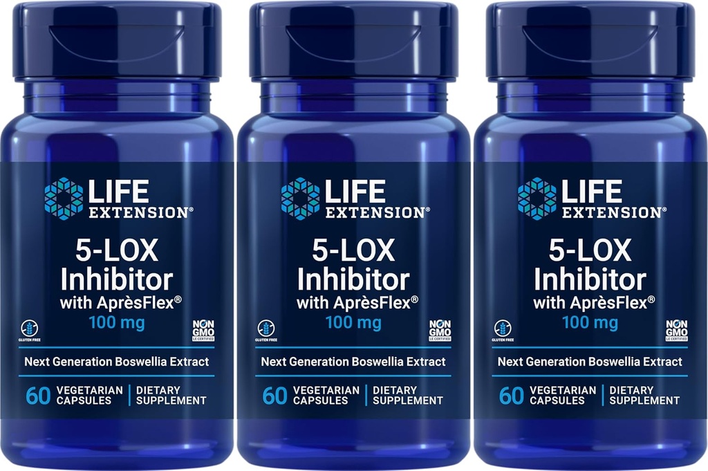5-LOX Inhibitor życia z AprèsFlex 100 mg, 60 Kapsułki wegetariańskie (Opakowanie po 3)