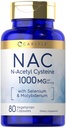 Carlyle NAC Supplement N- Acetyl Cysteine 1000mg Bis 124; 80 Kapsułki Bis 124; z Selenium & Molibden Bis 124; Wegetarianin, Non-GMO & Gluten Free