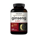 NatureBell Koreański czerwony Ginseng 2,250mg Per Serving, 240 Softgels Description 124; Panax Ginseng Root, Standaryzowane do 10% Ginsenozydów, Non-GMO, Wsparcie energii, męskiej wydajności, & System immunologiczny