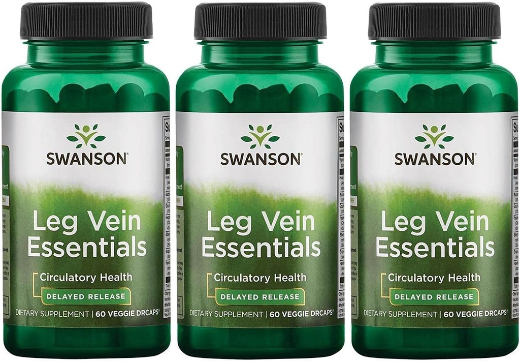Swanson Leg Vein Essentials - Opóźnione uwolnienie - 60 Kapsułek Veg (3 opakowania)