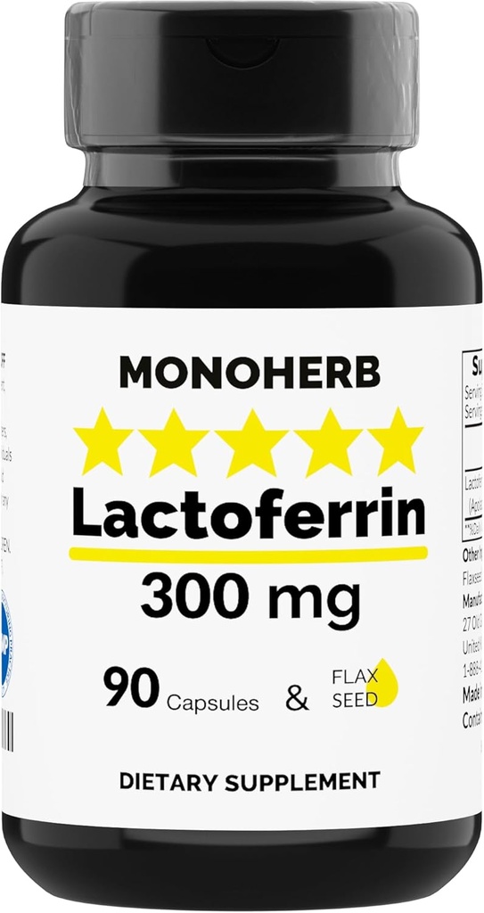 MONOHERB Laktoferryna 300 mg na kapsułkę - 90 Kapsułki wegetariańskie - Made in USA
