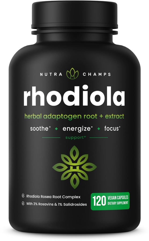 Rhodiola Rosea Supplement 600mg Xivy124; 120 Vegan Capsules Xivy124; Rhodiola Roseus Extract for Energy, Stress Relief, Mood and Focus Xivy124; Adaptogenetic Root with Rosavin & Salidrosides Xivy124; 300 mg Pills by NutraChamps