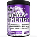EVL BCAA Acids Acids Powder - BCAA Energy Pre Workout Powder for Muscle Recovery Lean Growth and Endurance - Nawodnienie post Workout Recovery Drink z naturalną kofeiną - Wściekły Grape