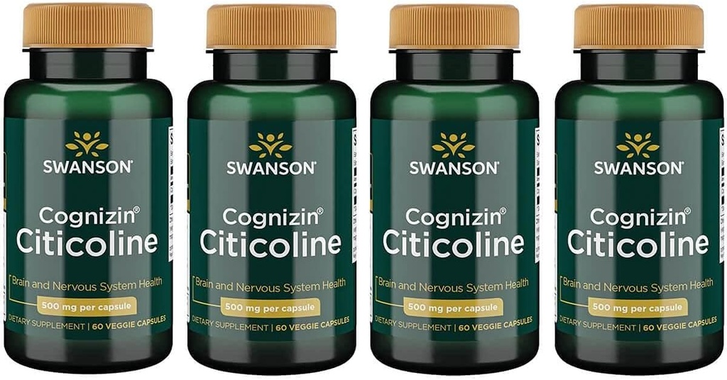 Swanson Cognizin Citicoline 1000 Miligramy 60 Kapsułki Veg (4 opakowania)