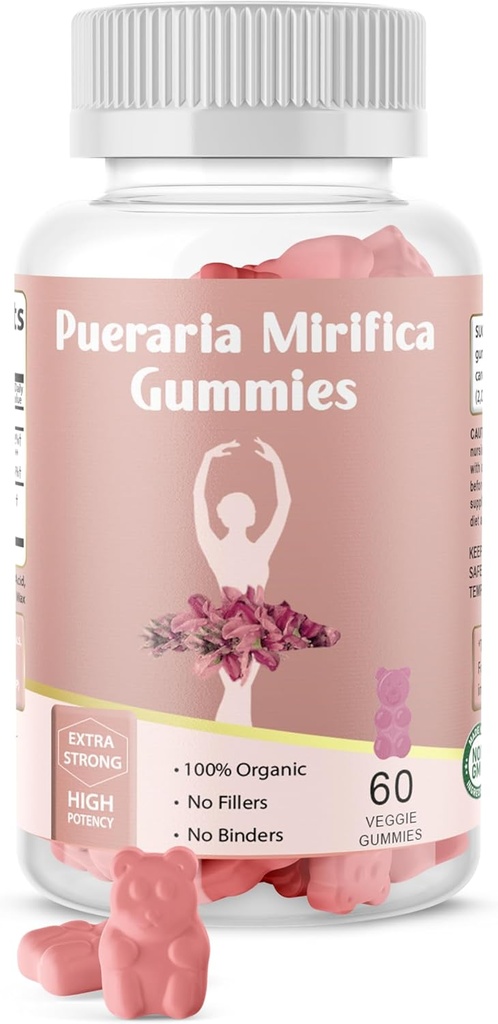 Pueraria Mirifica Gummy Organic Supplement - Pure Root 10: 1 Concentrated Extract 60 Veggie Gummies, Premium - for Transgender. Kobiety, mężczyźni...