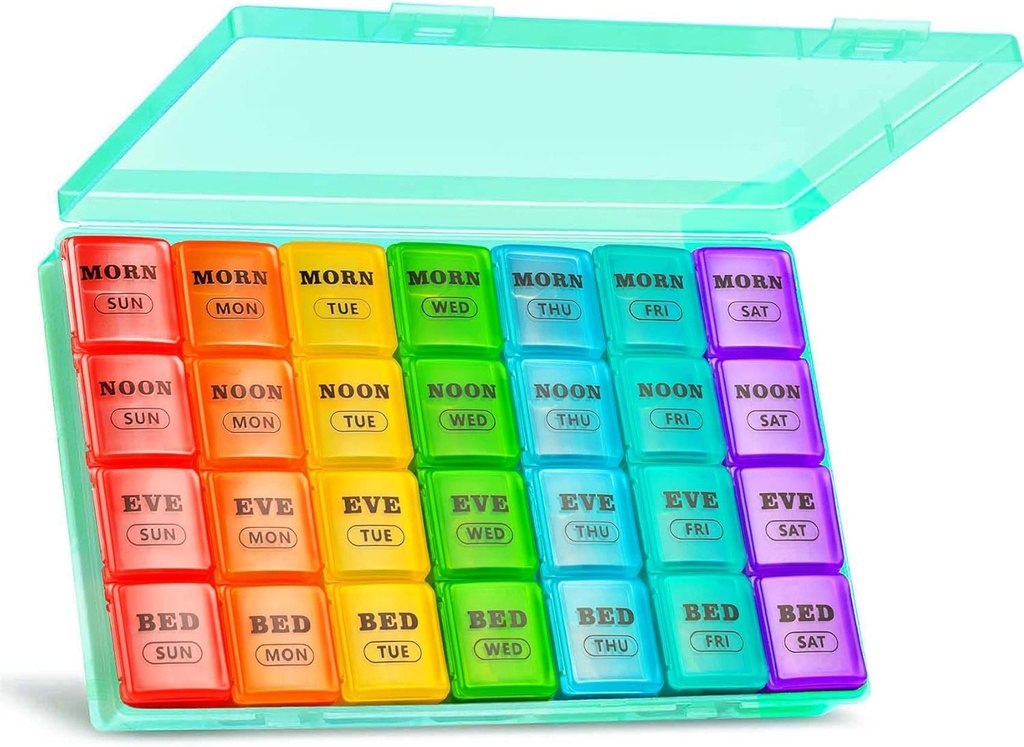 XL Dużych Cotygodniowych Pill Organizator 4 razy dziennie, 7- Day Pill Pudełka i Organizator AM PM, Duże Komory Pill Case, Monthly Medication Organizator 28 Dni Dispenser dla olejów rybnych