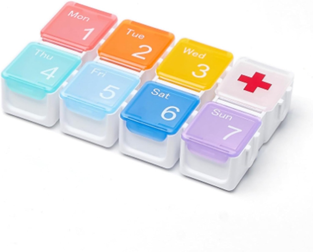 Cotygodniowy organizator pigułek, średnie zespoły dla łatwego w użyciu (Multicolor)