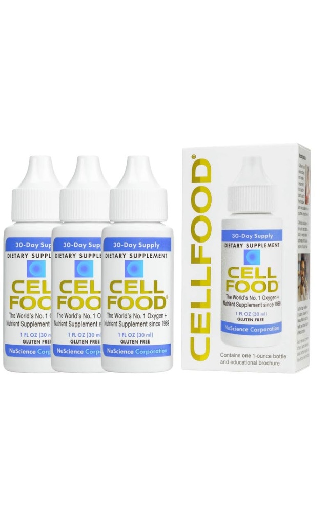 Cellfood Oxygen Boost - 1 fl oz, 3 Pack - Liquid Oxygen Supplement for Lymphatic Dreanage, Altitude Choroby, Jet Lag, Zmęczenie, Bóle głowy, Hangovers & Energy - Gluten Free, Cert. Kosher