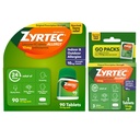 Zyrtec 24 Hour Allergy Relief Tablets, Indoor & Outdoor Alergy Medicine z 10 mg Cetirizine Hydrochloride Antihistamine, Value Bundle of one, 90 ct Bottle & Three, 1 ct Travel Packs