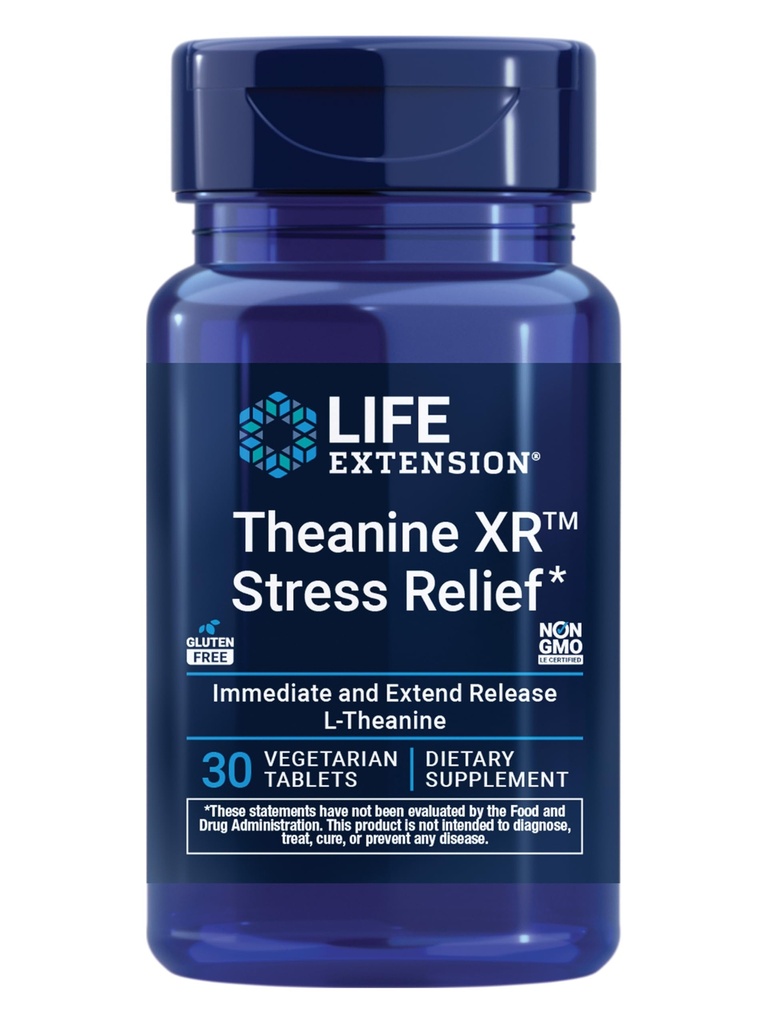 Life Extension Theanine XR ™ Relief stresowy - L- Theanine - Promuje spokojną odpowiedź na stres dzienny - Non-GMO, Gluten- Free, Wegetarianin - 30 Tabletki