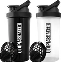 Utopia Strona główna Butelka shaker protein - (Opakowanie 2) 28- Butelki shaker Ounce Dla mieszanek protein - Fitness Sports Classic Butelka shaker protein Mixer (Czarny & Czysty / czarny)