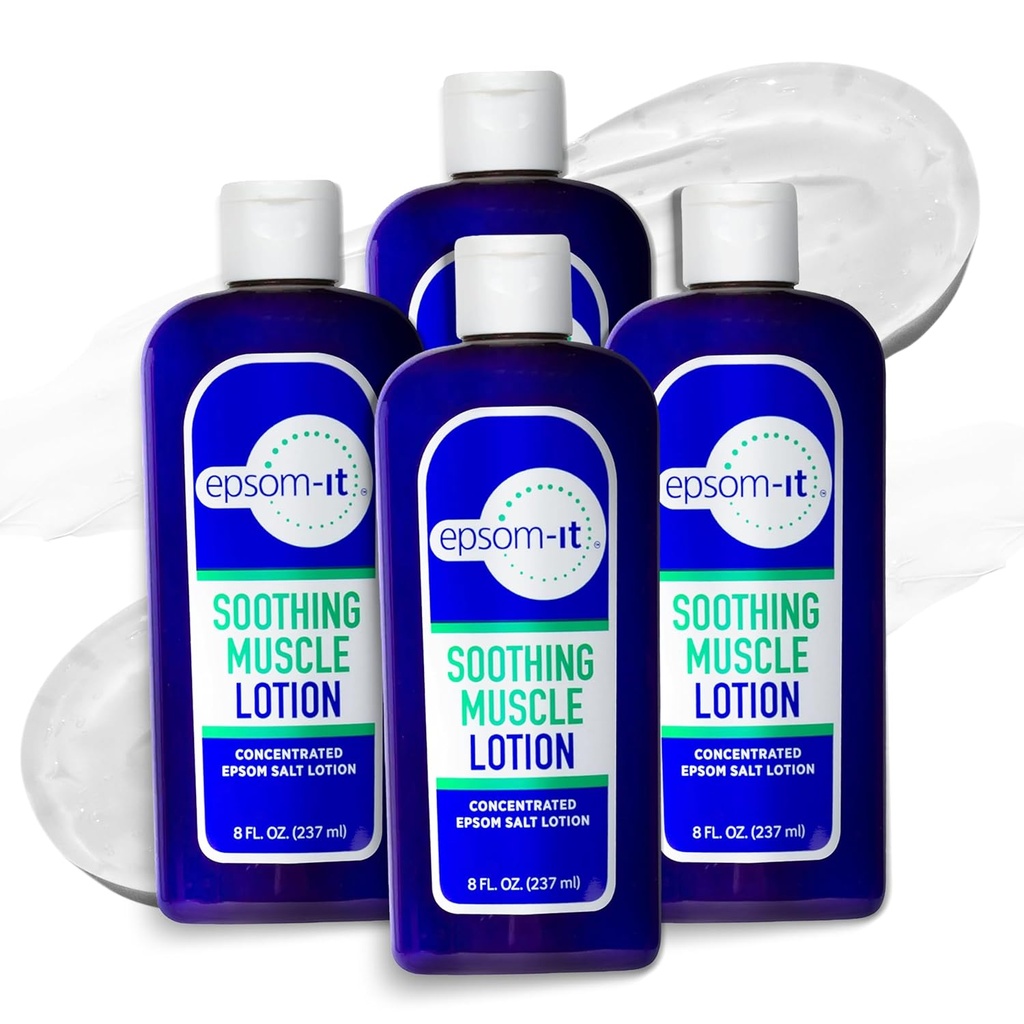 Epsom- Soothing Muscle Lotion - Epsom Salt Magnezu krem Arnica dla mięśni Stiffness, Topical Magnezu Lotion, zapewnienie komfortu dla nóg, Kolano i Stopy, 8.0 oz., 4- Pack