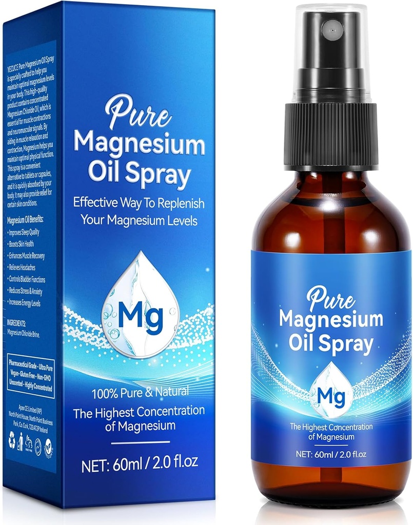 Czysty rozpylacz oleju magnezowego, organiczny rozpylacz magnezu do stóp, Butelka z rozpylaczem magnezowym, Nourish The Skin, łagodzić utratę włosów, Unclog Pores, 2 fl oz