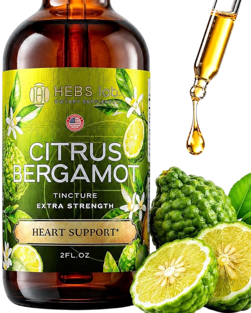 Citrus Bergamot Drops 2 fl oz - Made in USA - Natural Antioksydant Support, Heart & Metabolic Wellness Supplement - Bergamot Extract