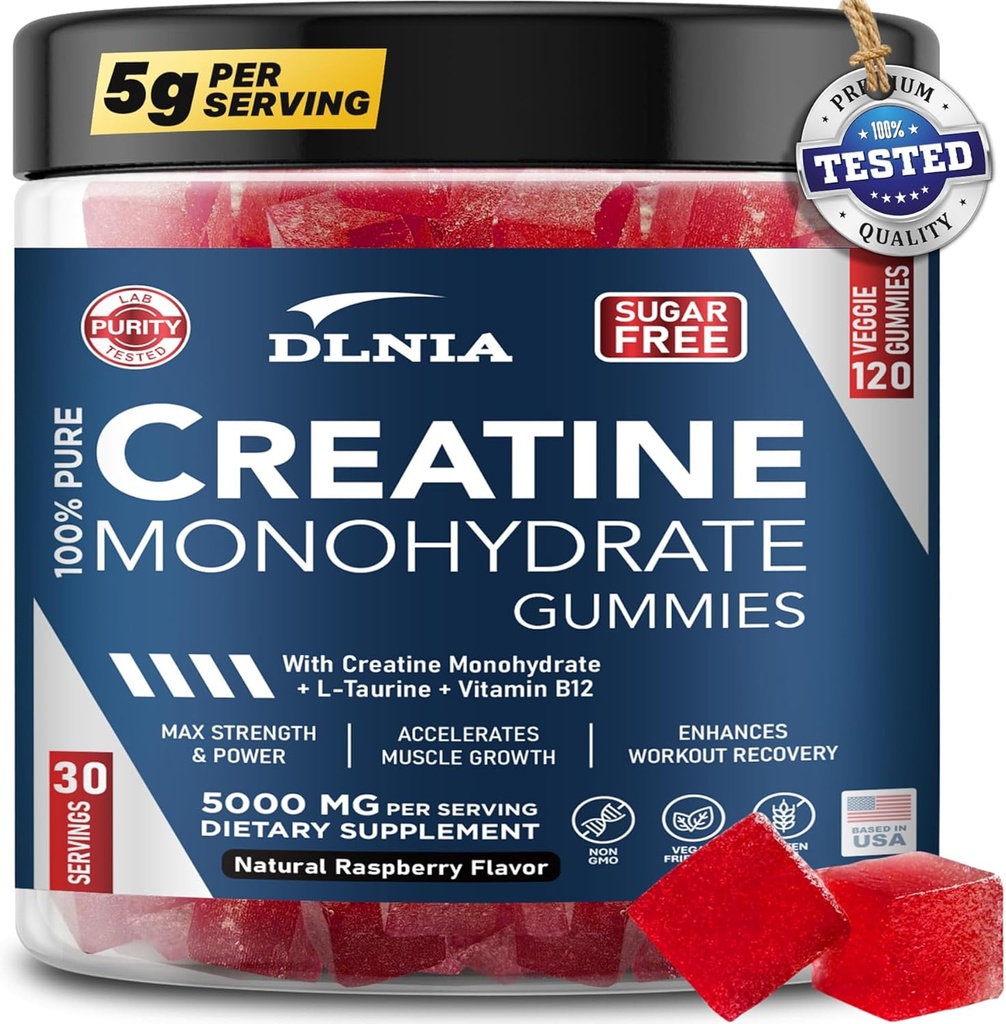 120 Jednowodziankowe gumki dla mężczyzn i kobiet, Przyjazny weganom, Bezcukrowy, & Smaczne Chewables - Instantised Gummies dla ulepszonych mięśni wzrost, Odzysk, & Wydajność (Malina)