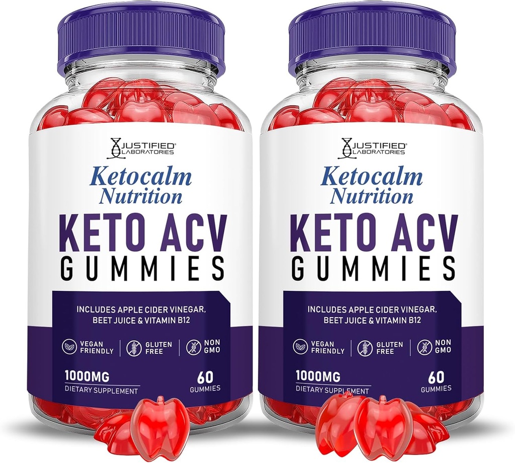 (2 opakowania) Ketocalm Nutrition Keto ACV Gummies Advanced Formula 1000MG Keto Calm Nutrition Keto Gummies Jabłko Cydr Cydr Sok winogronowy Sok gronowy B12 Vegan Non GMO 120 Gummys