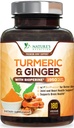 Kurkumina Kurkumina Suplement 1950mg - 95% Kurkuminoidy z organiczną Turmeric & Ginger, BioPerine Black Pepper dla najlepszej absorpcji, Natural 's Vegan Joint Support, Non-GMO, Butelkowane w USA - 180 Kapsułki