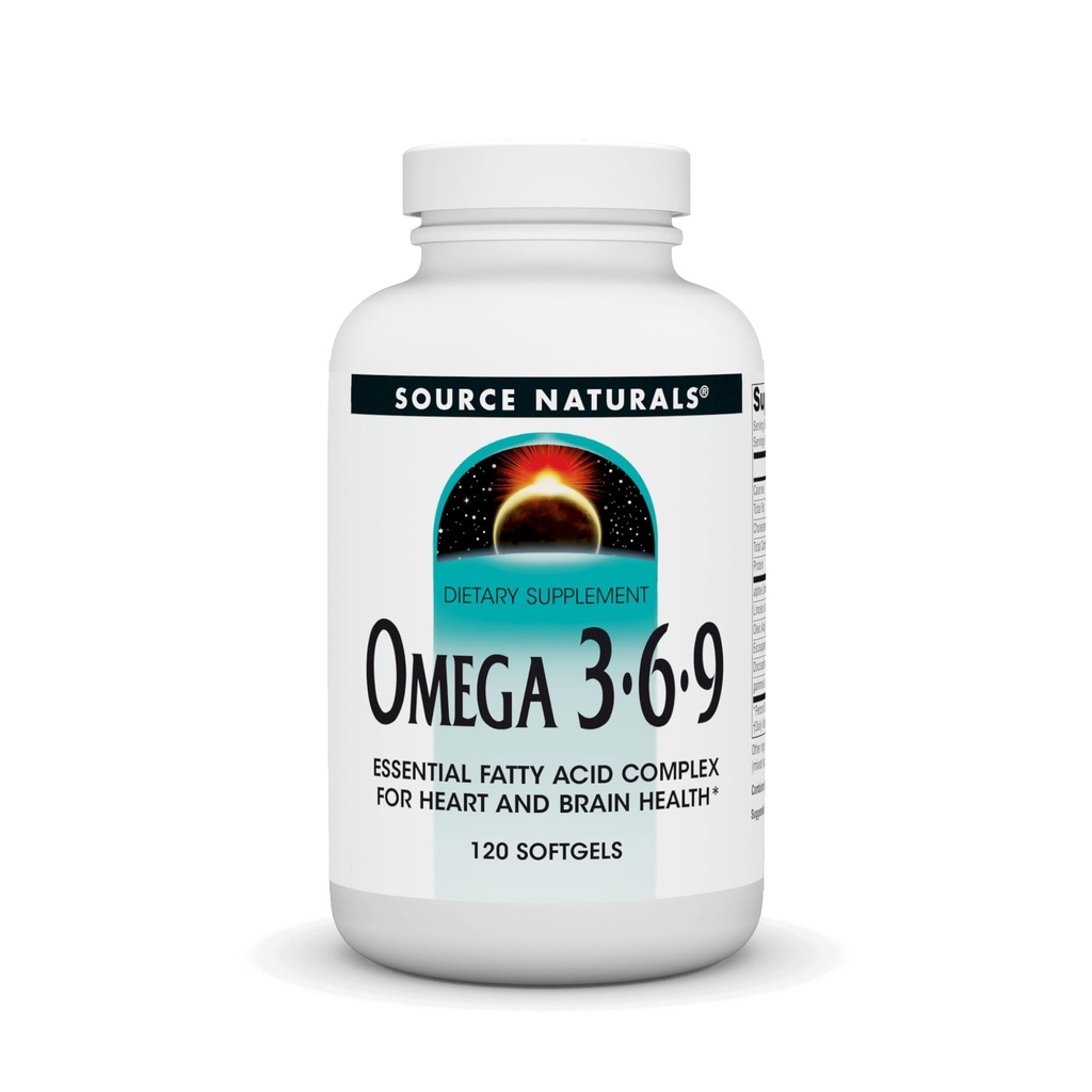Źródło Naturals Omega 3- 6- 9, Essential Fatty Acid Complex for Heart and Brain Health * - 120 Softgels